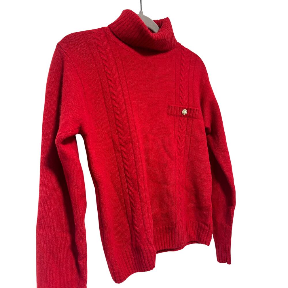 Vintage SK & Company Women's Red Angora Wool Turtleneck Sweater M - Picture 4 of 9